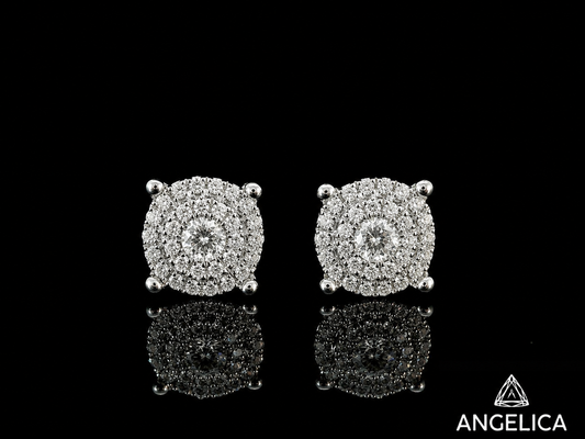14K WHITE GOLD DIAMOND EARRINGS 6.5MM
