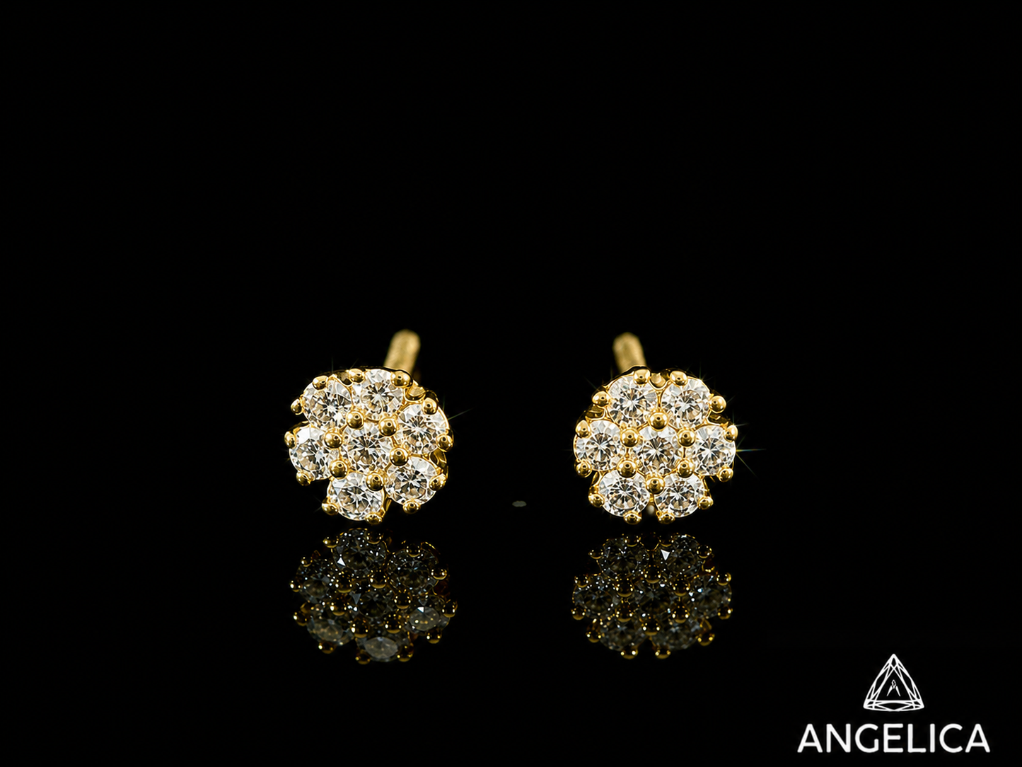14K YELLOW GOLD DIAMOND EARRINGS 5mm