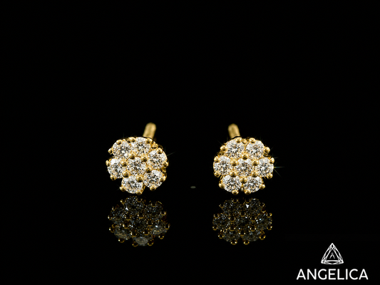14K YELLOW GOLD DIAMOND EARRINGS 5mm