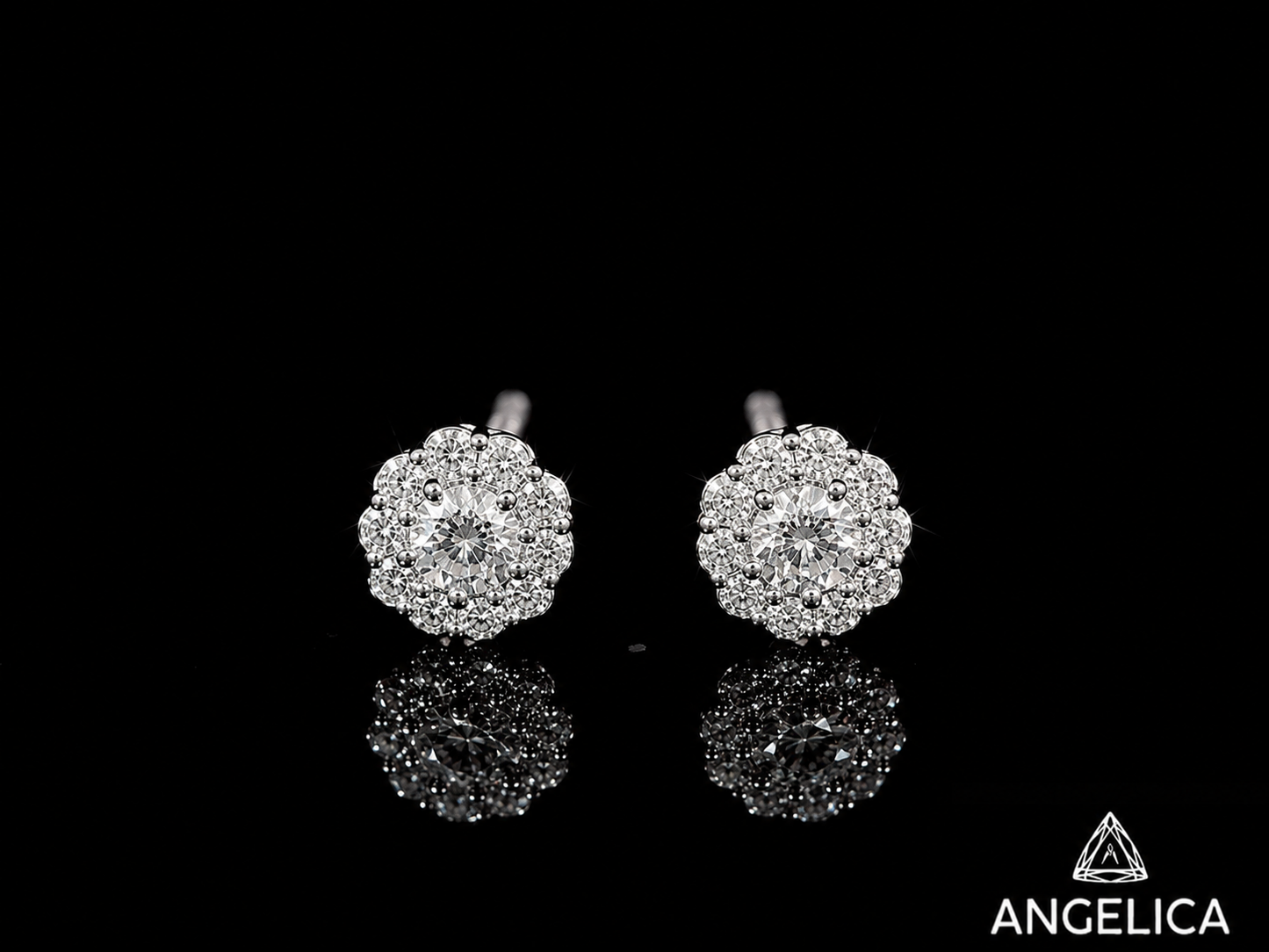 14K WHITE GOLD DIAMOND EARRINGS 4.5MM