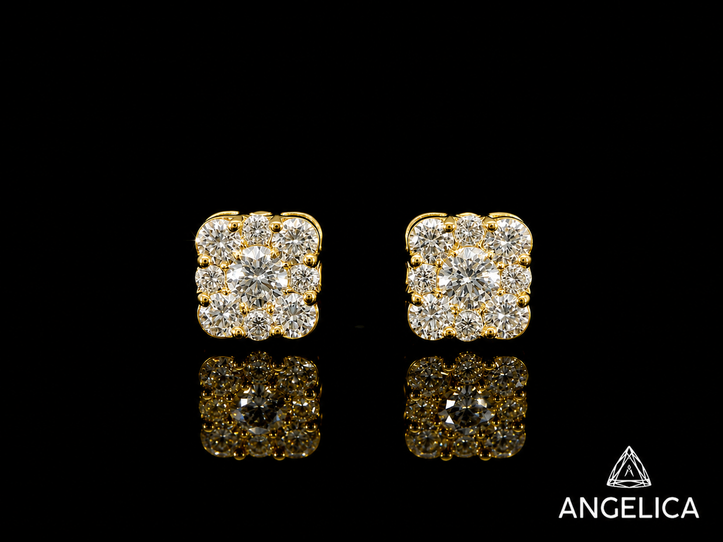 14K YELLOW GOLD DIAMOND EARRINGS 5mm