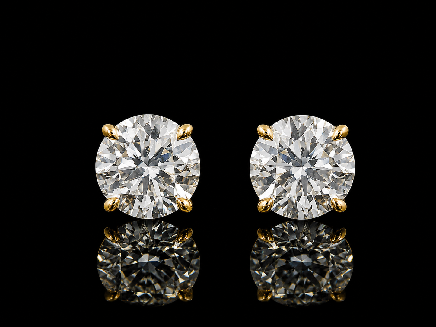 18K GOLD 4CT LAB TW DIAMOND STUD EARRINGS