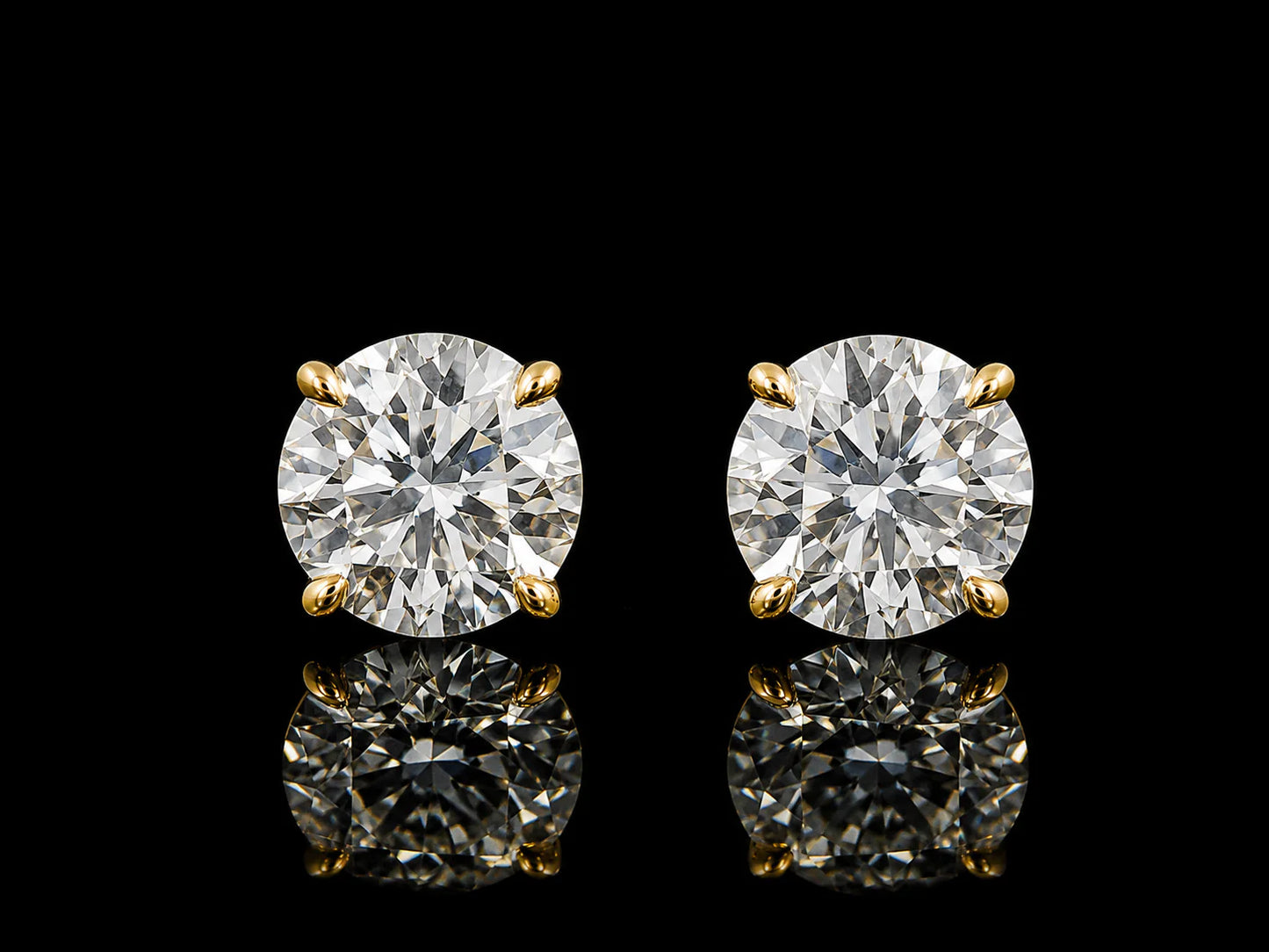 14K GOLD 1+1 CT LAB 2CT TW DIAMOND STUD EARRINGS