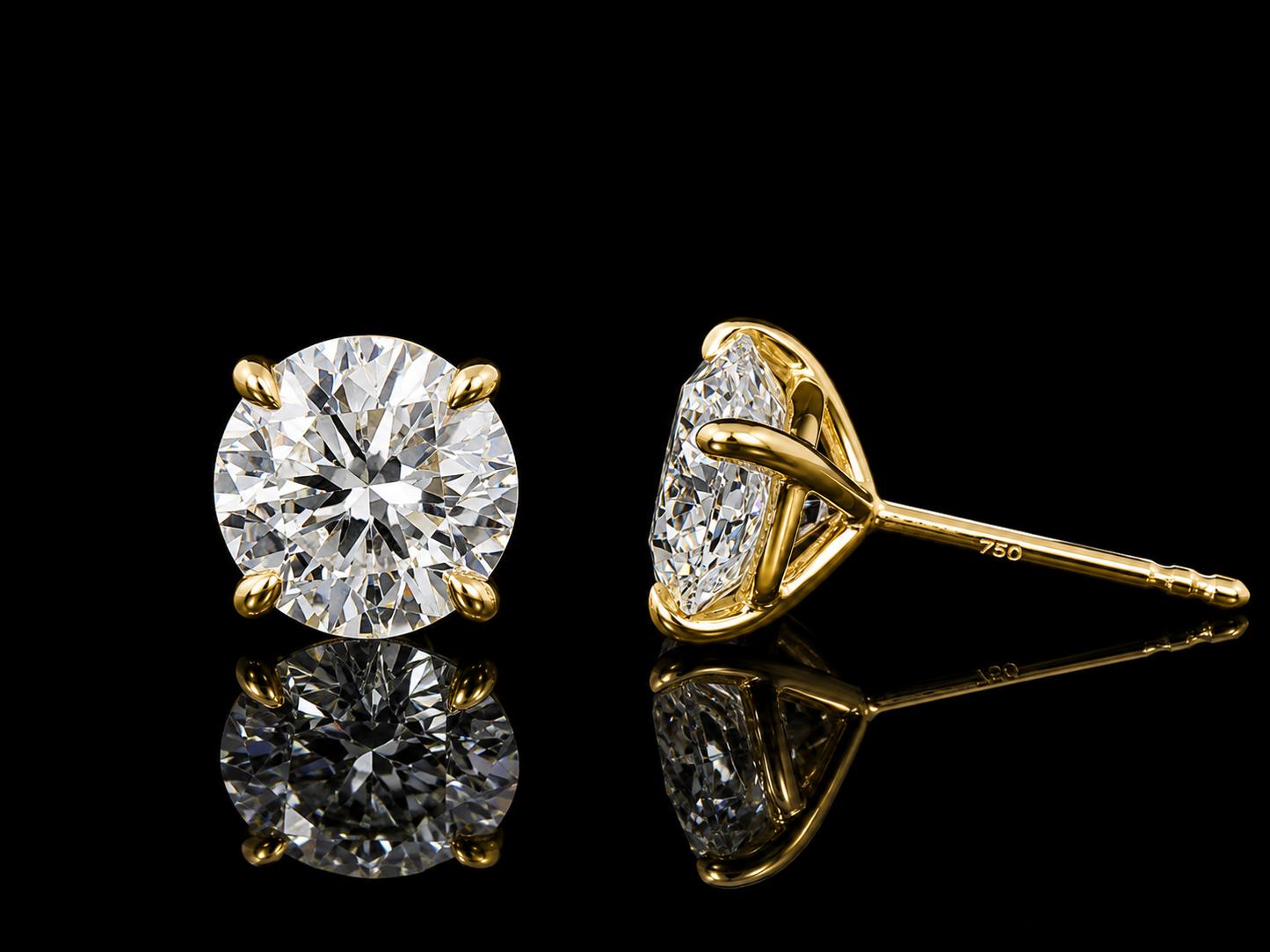 18K GOLD 4CT LAB TW DIAMOND STUD EARRINGS