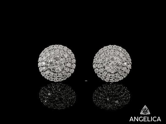 14K WHITE GOLD DIAMOND EARRINGS 9MM