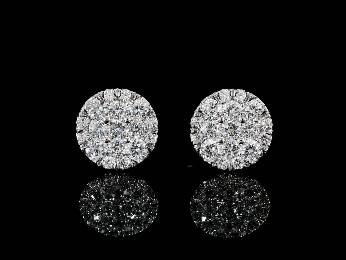 14K WHITE GOLD DIAMOND EARRINGS 7MM
