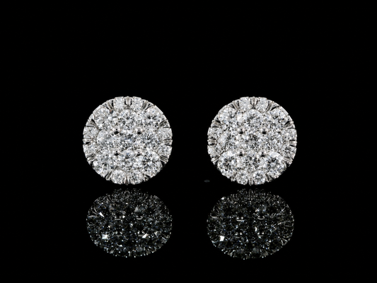 14K WHITE GOLD DIAMOND EARRINGS 7MM