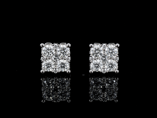 14K WHITE GOLD DIAMOND EARRINGS 5mm