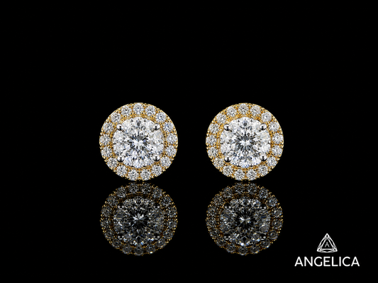 14K YELLOW GOLD DIAMOND EARRINGS 6mm