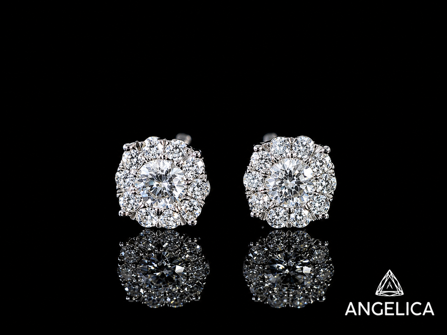 14K WHITE GOLD DIAMOND EARRINGS 5MM