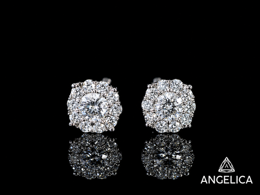 14K WHITE GOLD DIAMOND EARRINGS 5MM