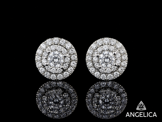 14K WHITE GOLD DIAMOND EARRINGS 8MM
