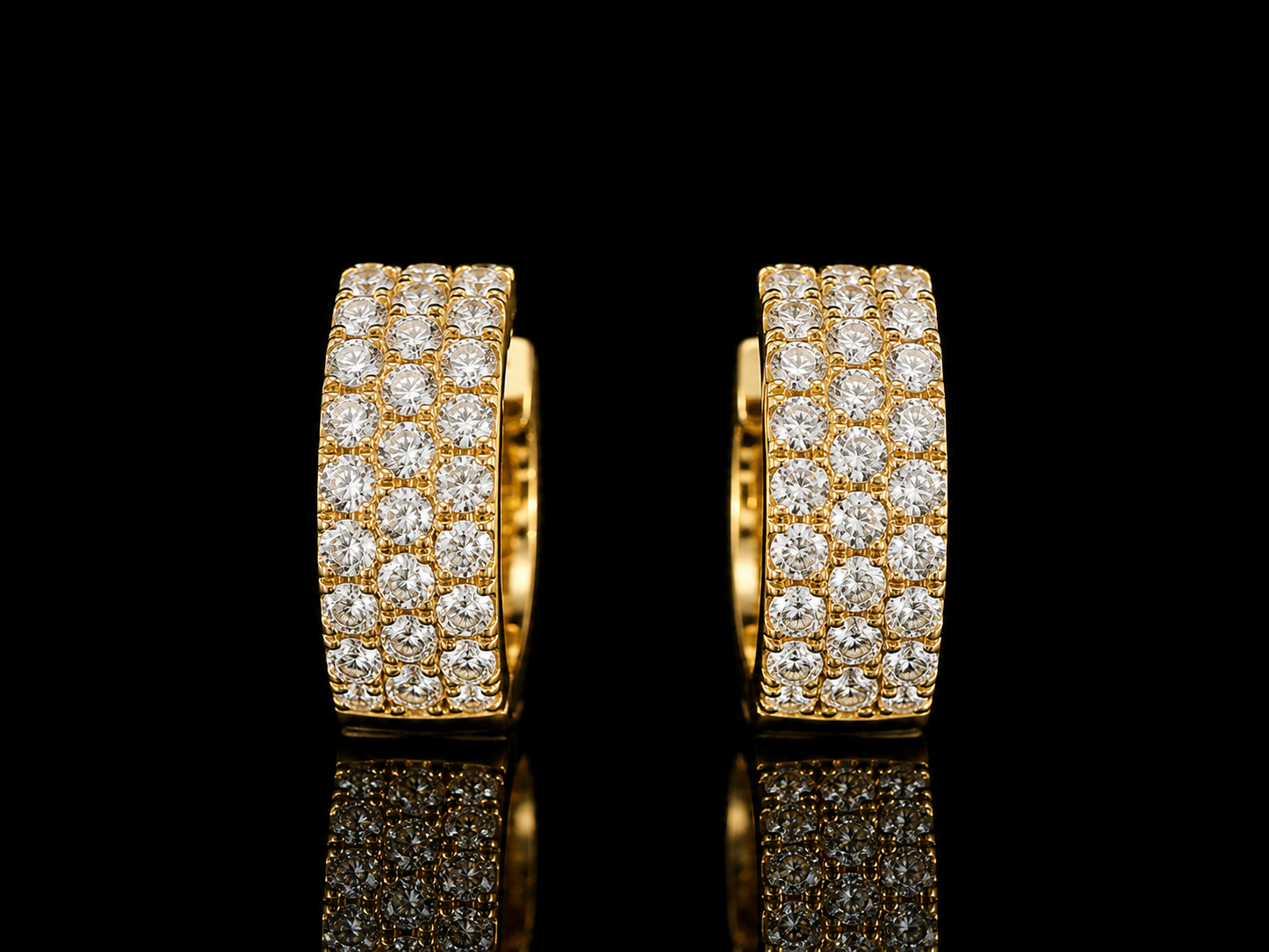 14K YELLOW GOLD 5MM HOOP DIAMOND EARRINGS
