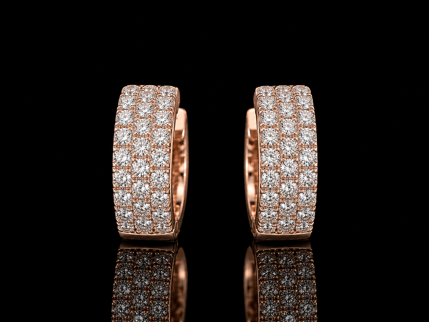 14K ROSE GOLD 5MM HOOP DIAMOND EARRINGS