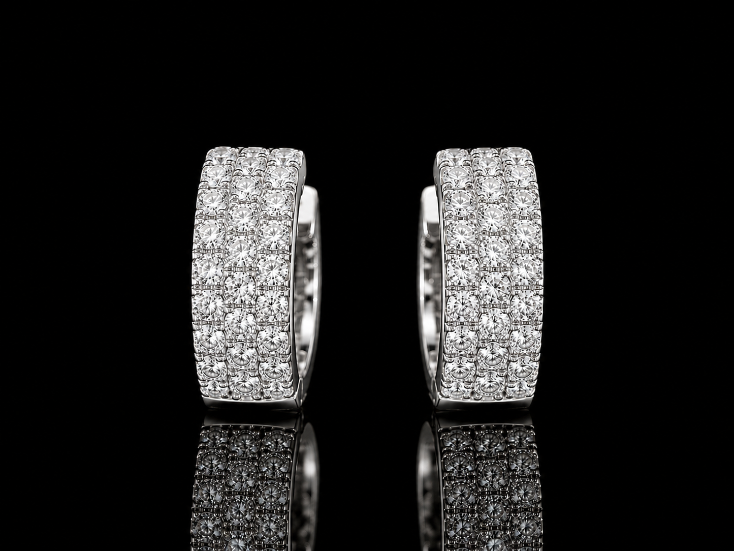 14K WHITE GOLD 5MM HOOP DIAMOND EARRINGS