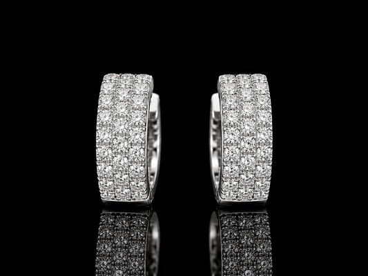 14K WHITE GOLD 5MM HOOP DIAMOND EARRINGS