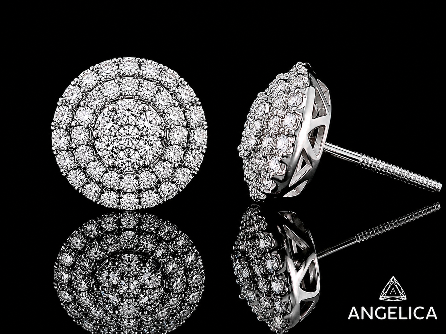 14K WHITE GOLD DIAMOND EARRINGS 7.5MM