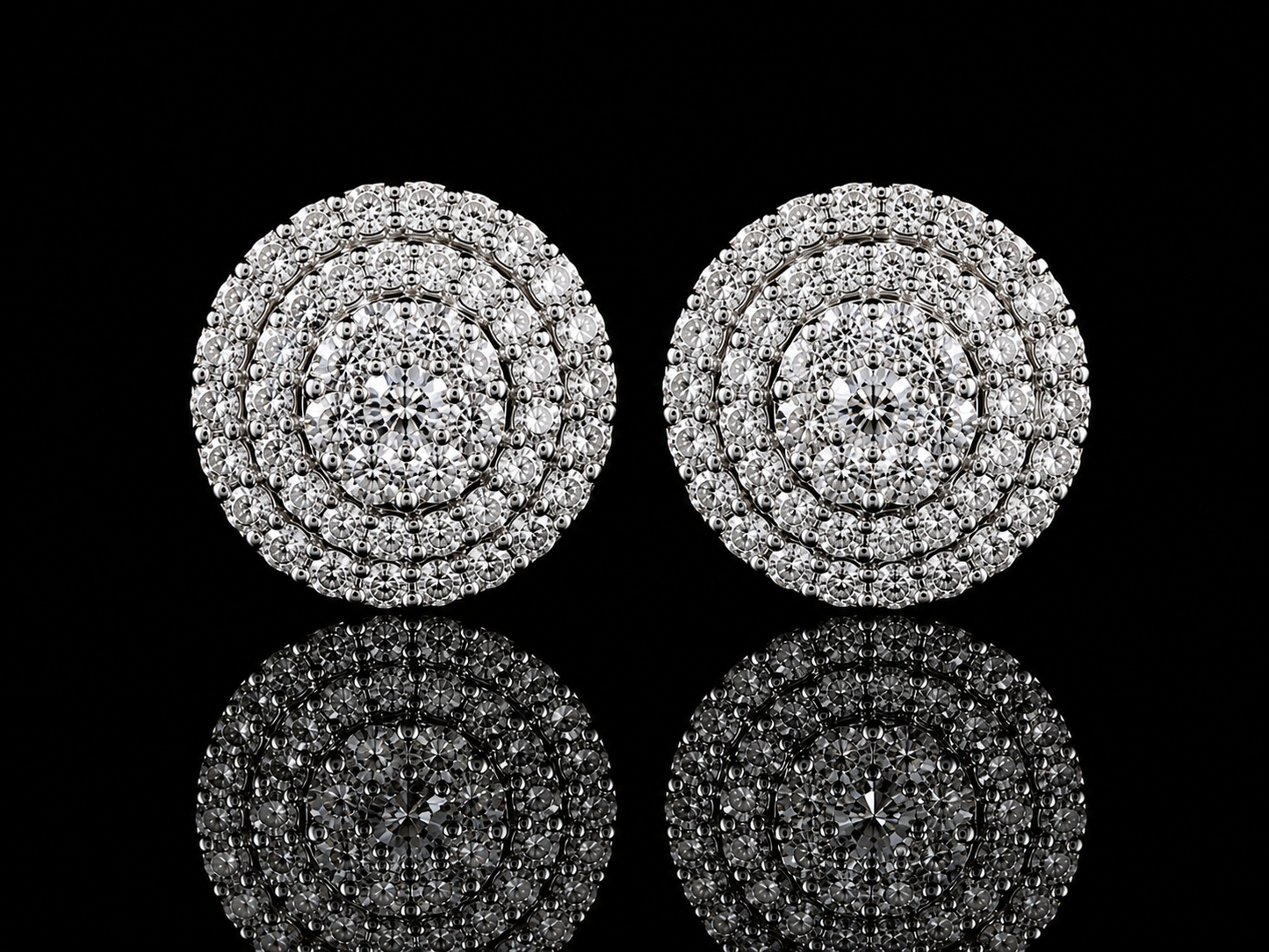 14K WHITE GOLD DIAMOND EARRINGS 7.5MM