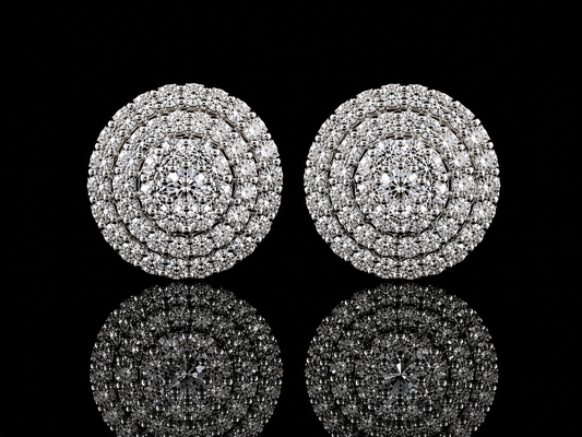 14K WHITE GOLD DIAMOND EARRINGS 7.5MM