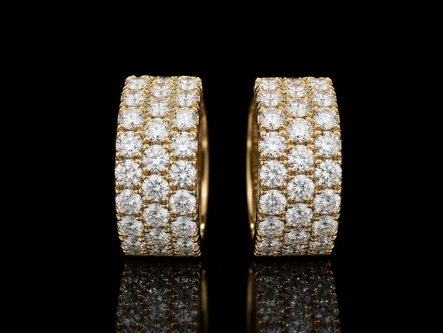 14K YELLOW GOLD HOOP DIAMOND EARRINGS