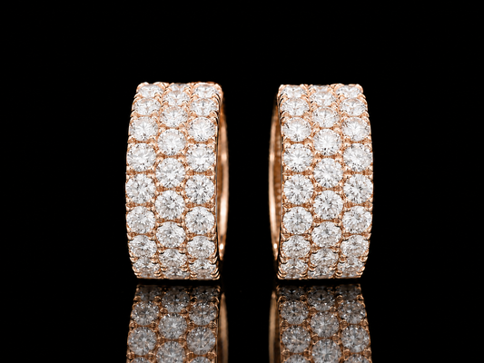 14K ROSE GOLD HOOP DIAMOND EARRINGS