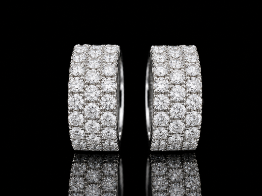 14K WHITE GOLD HOOP DIAMOND EARRINGS