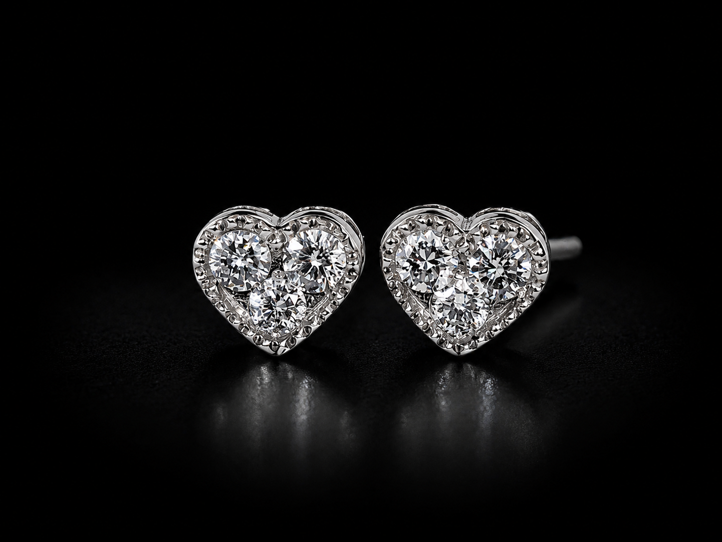 14K White Gold Heart Diamond Stud Earrings – 0.25 ct Natural Diamonds