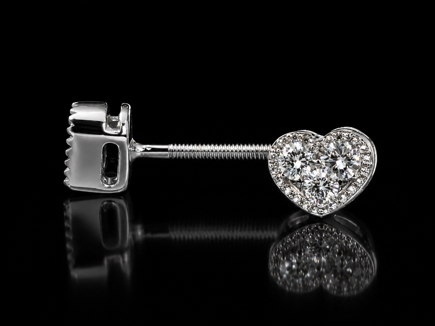 14K White Gold Heart Diamond Stud Earrings – 0.25 ct Natural Diamonds