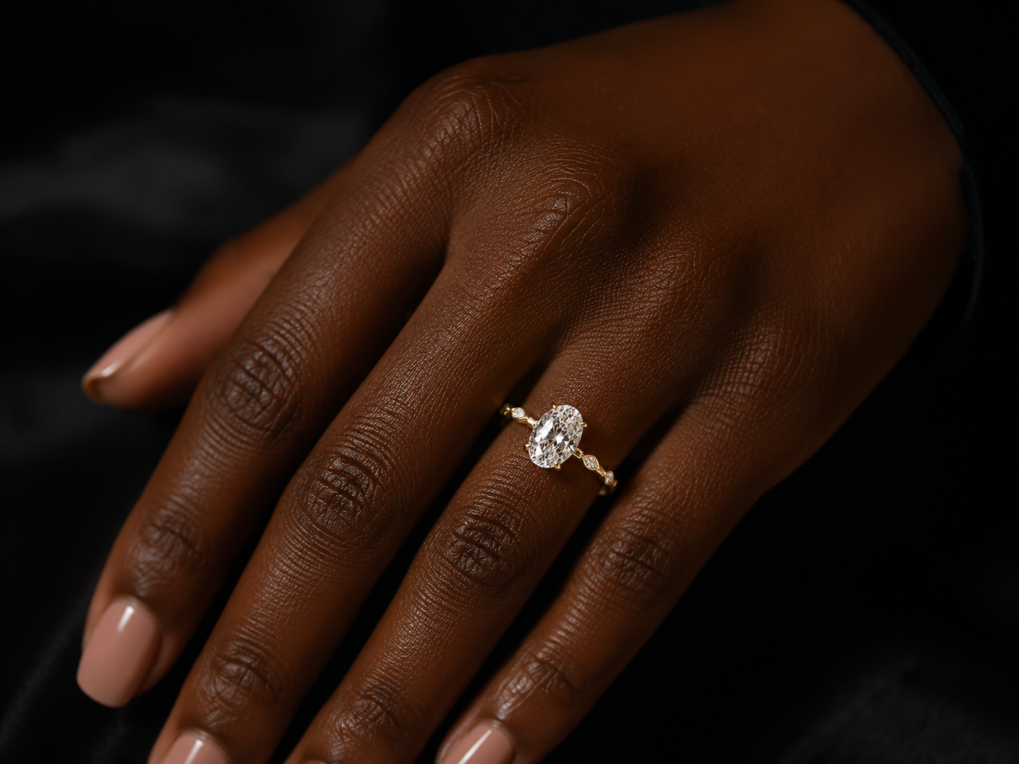 18K Yellow Gold Oval Lab Diamond Engagement Ring – 2.30 ct Total – IGI Certified