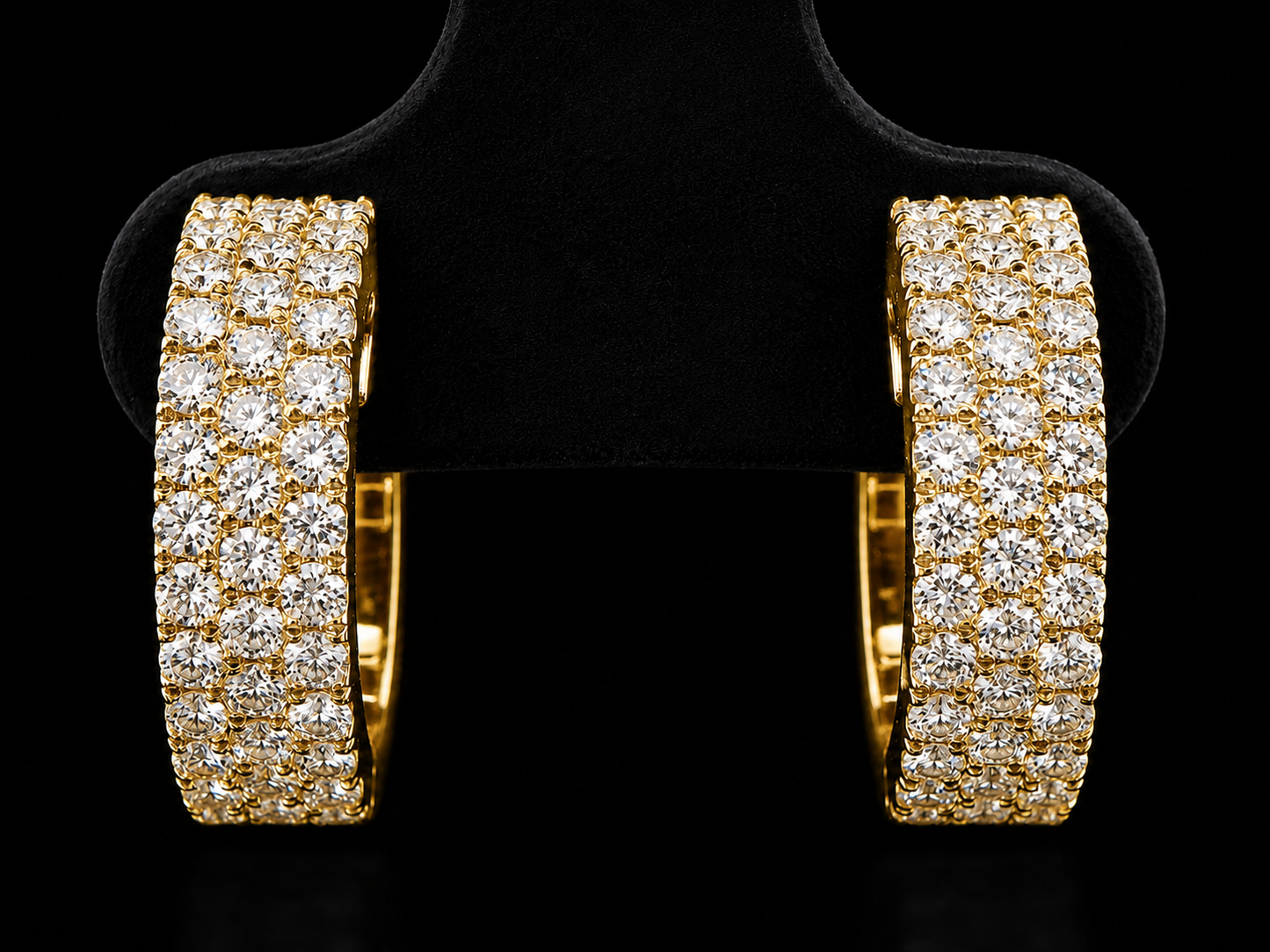 14K YELLOW GOLD 4MM HOOP DIAMOND EARRINGS