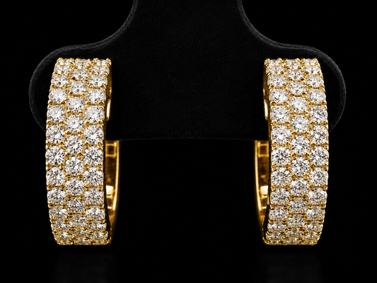 14K YELLOW GOLD 4MM HOOP DIAMOND EARRINGS