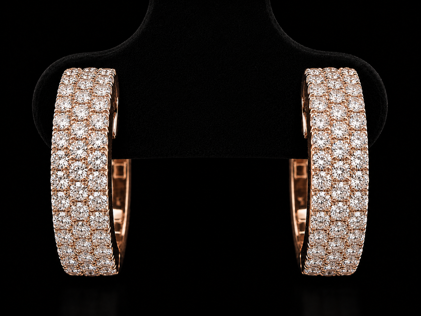 14K ROSE GOLD 4MM HOOP DIAMOND EARRINGS