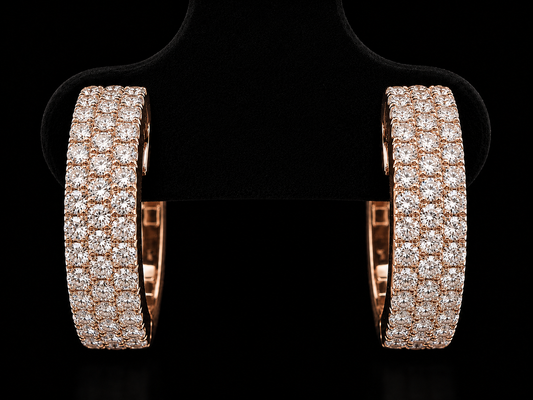 14K ROSE GOLD 4MM HOOP DIAMOND EARRINGS