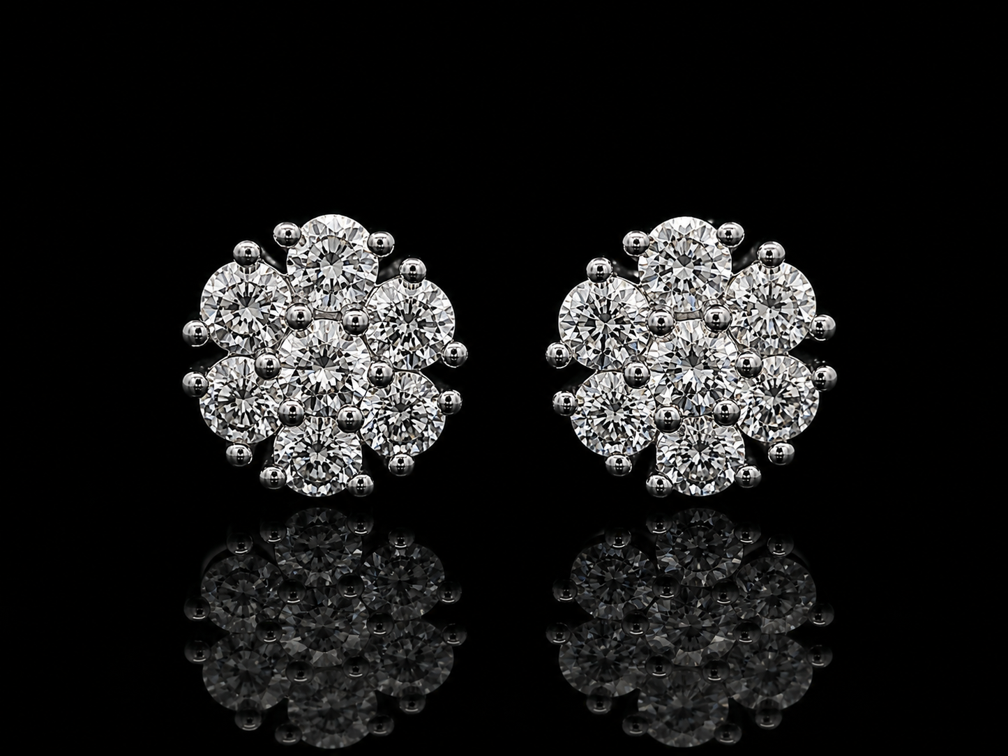 14K WHITE GOLD ROUND DIAMONDS VVS F+ EARRINGS