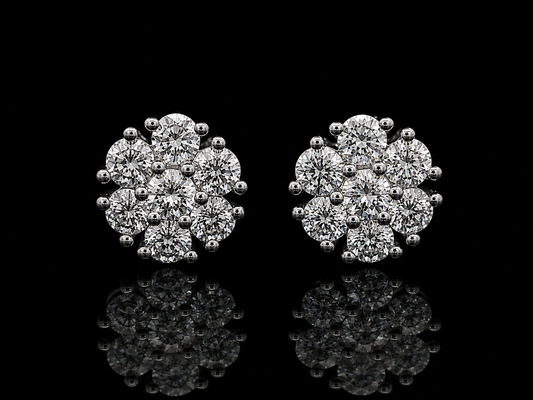 14K WHITE GOLD ROUND DIAMONDS VVS F+ EARRINGS