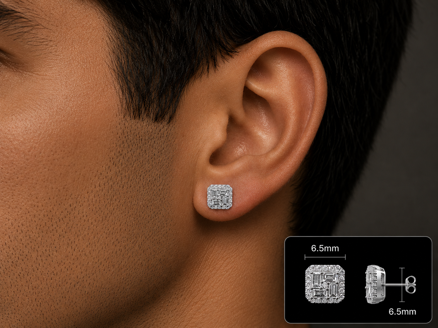 14K ROSE GOLD BAGUETTE AND ROUND VVS F+ DIAMOND EARRINGS