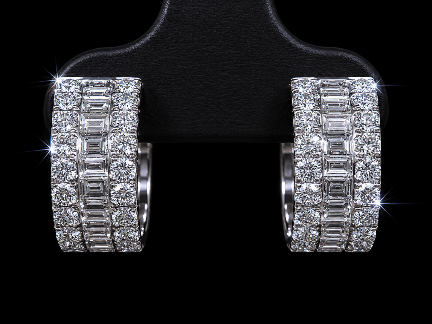 14K WHITE GOLD 6MM VVS F+ HOOP DIAMOND EARRINGS