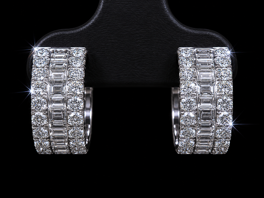 14K WHITE GOLD 6MM VVS F+ HOOP DIAMOND EARRINGS