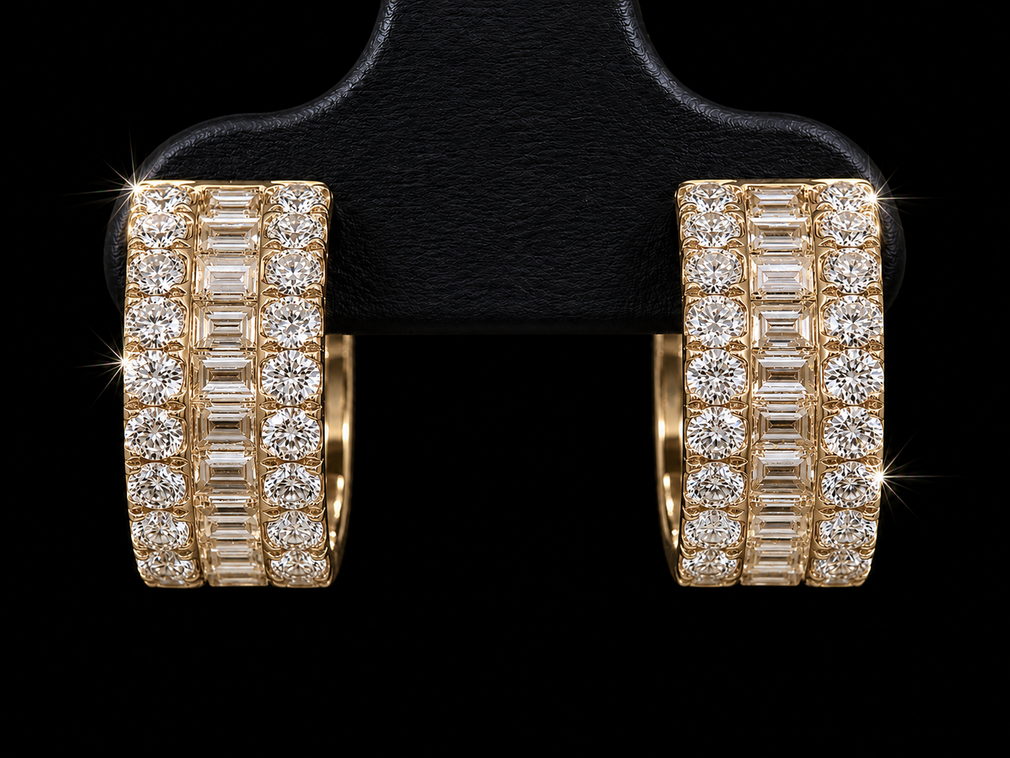 14K YELLOW GOLD 6MM VVS F+ HOOP DIAMOND EARRINGS
