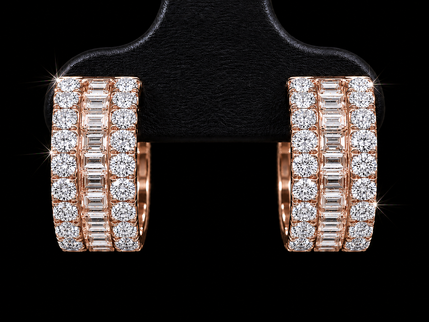 14K ROSE GOLD 6MM VVS F+ HOOP DIAMOND EARRINGS