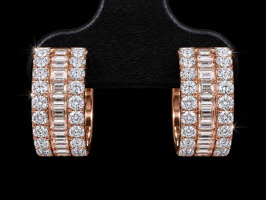 14K ROSE GOLD 6MM VVS F+ HOOP DIAMOND EARRINGS