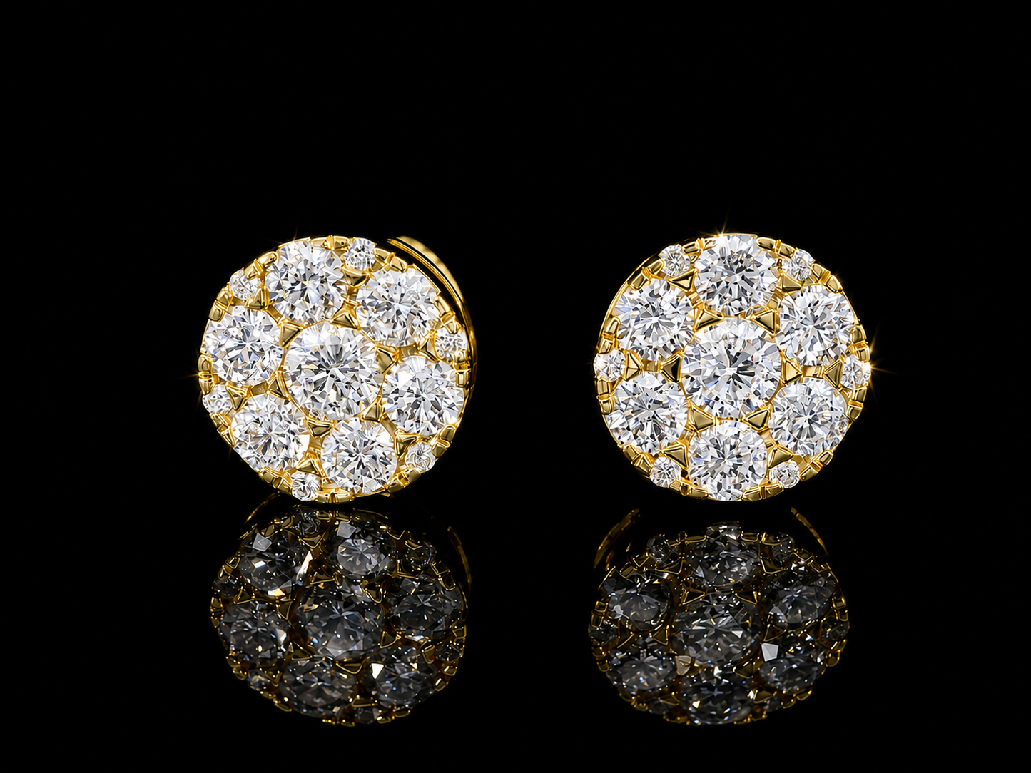 14K YELLOW GOLD 8MM DIAMOND EARRINGS