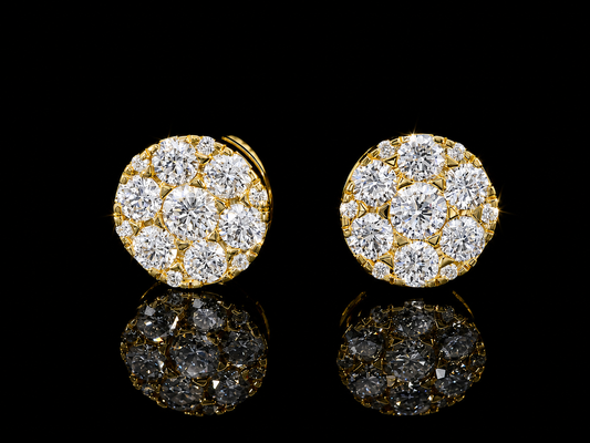 14K YELLOW GOLD 8MM DIAMOND EARRINGS
