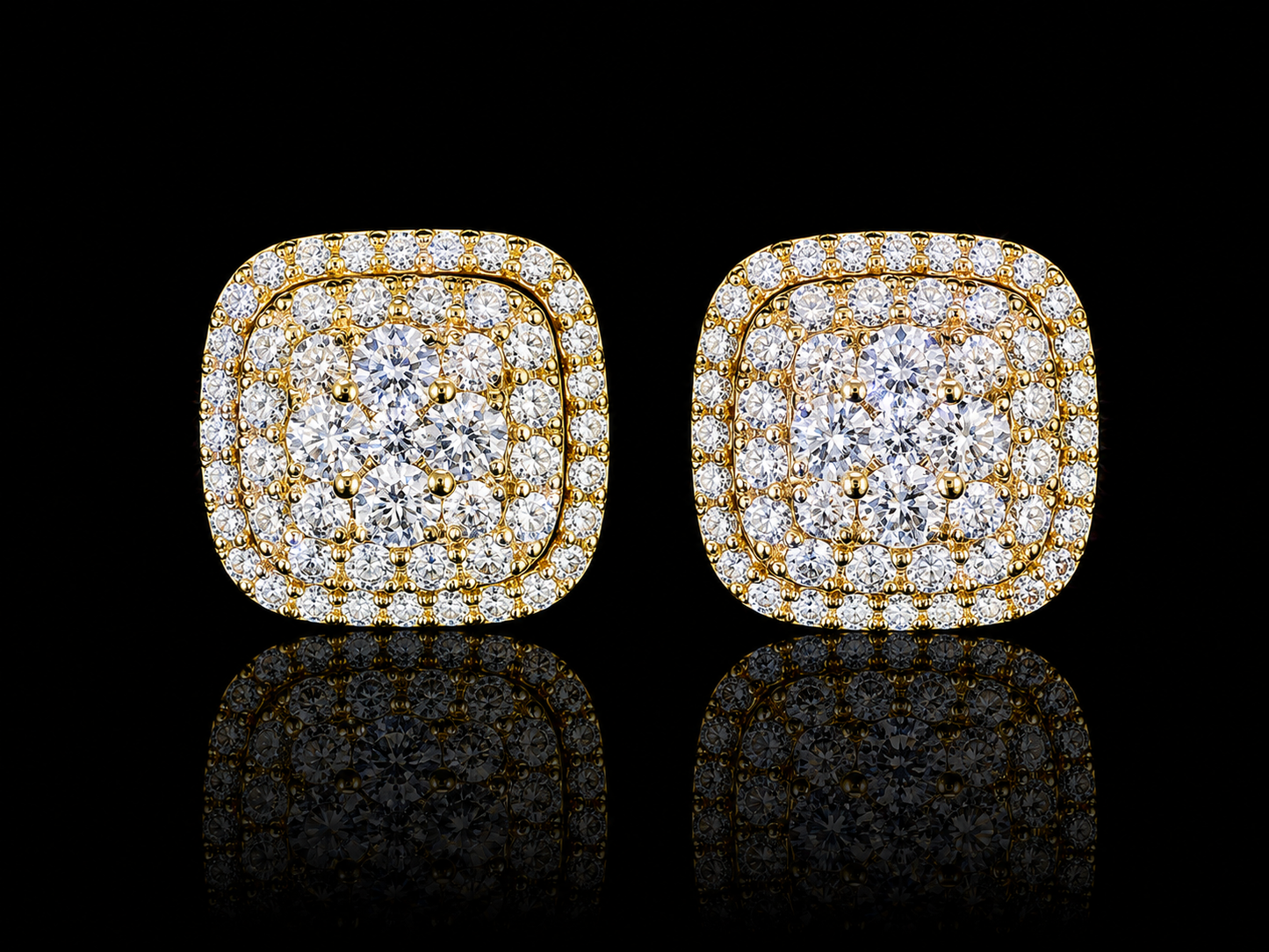 14K YELLOW GOLD ROUND DIAMONDS VVS F+ EARRINGS