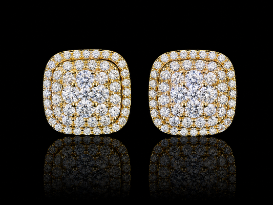 14K YELLOW GOLD ROUND DIAMONDS VVS F+ EARRINGS