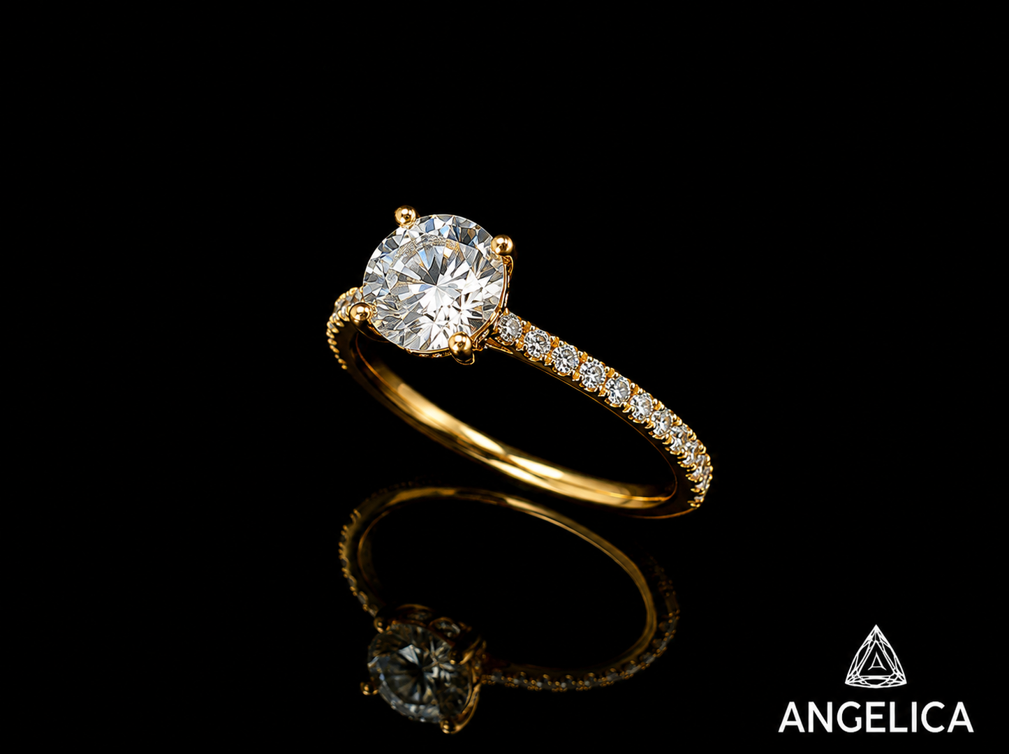18K Yellow Gold Round Lab Diamond Engagement Ring – 1.53 ct Total – IGI Certified