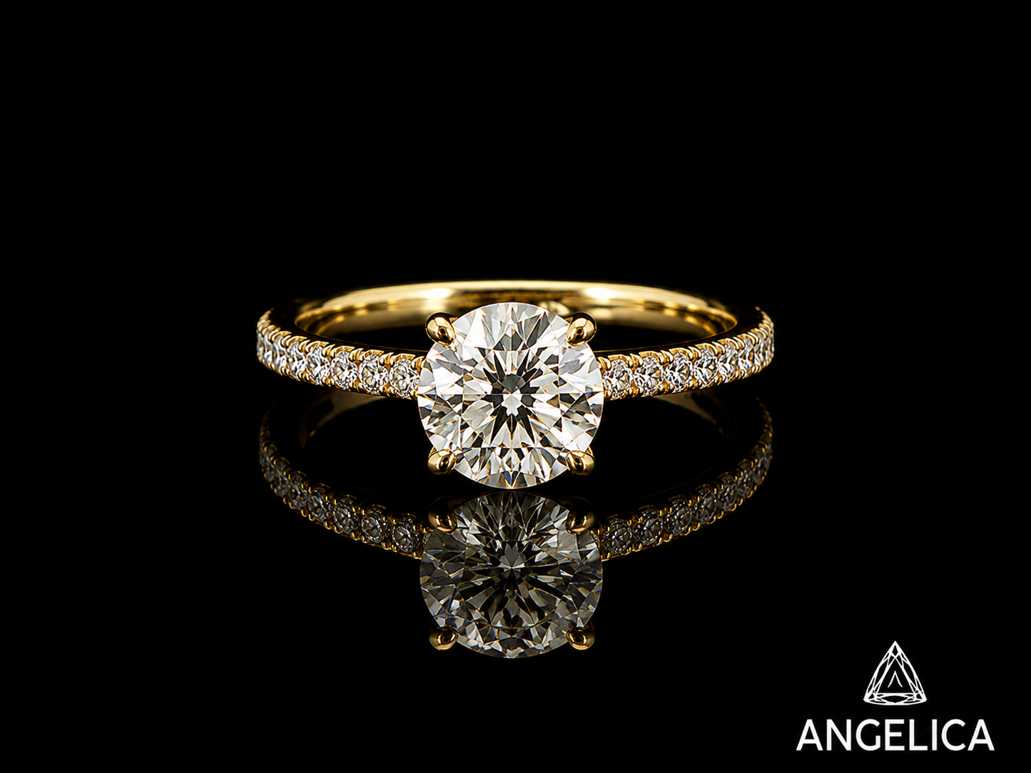 18K Yellow Gold Round Lab Diamond Engagement Ring – 1.53 ct Total – IGI Certified