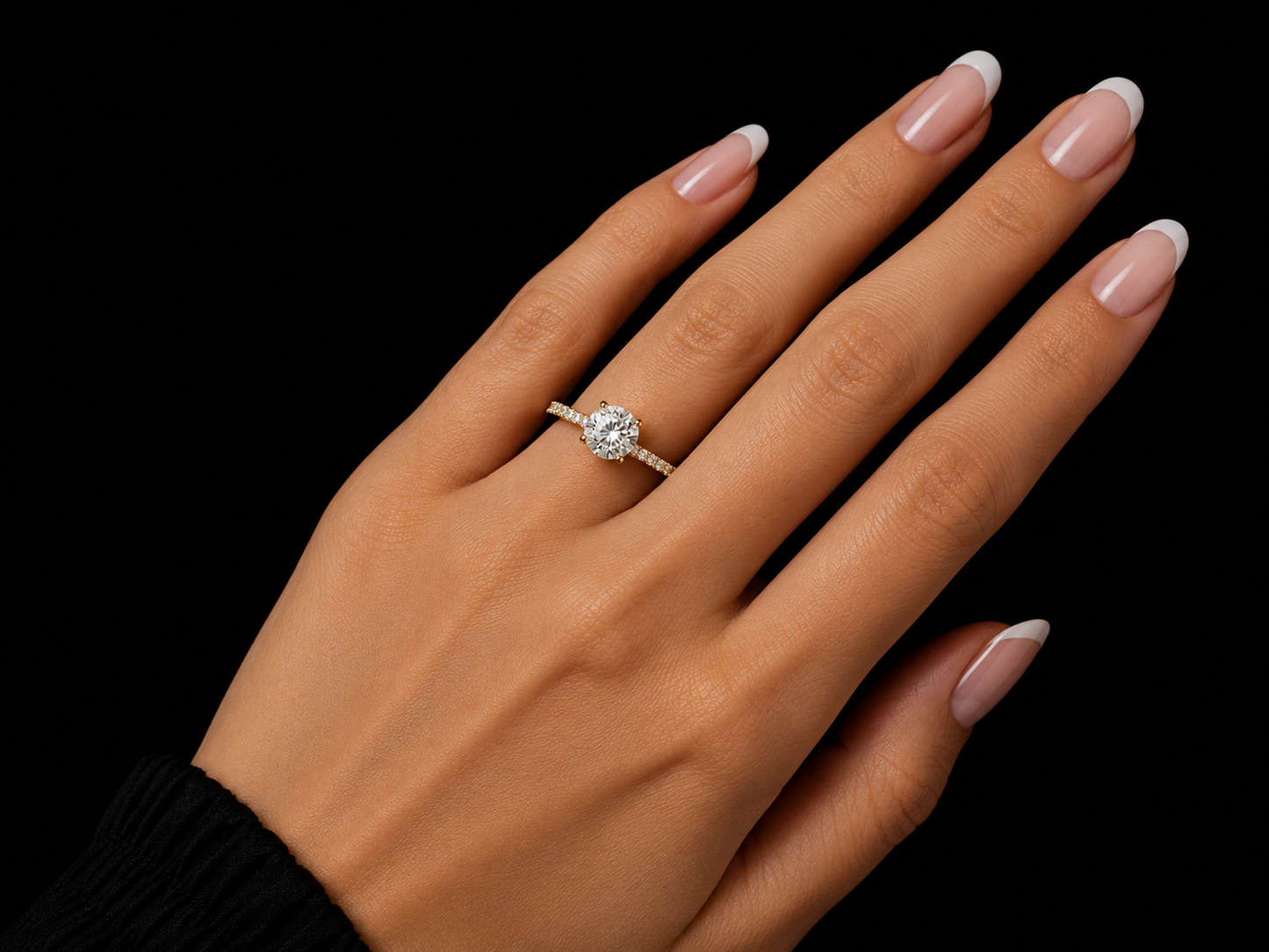18K Yellow Gold Round Lab Diamond Engagement Ring – 1.53 ct Total – IGI Certified