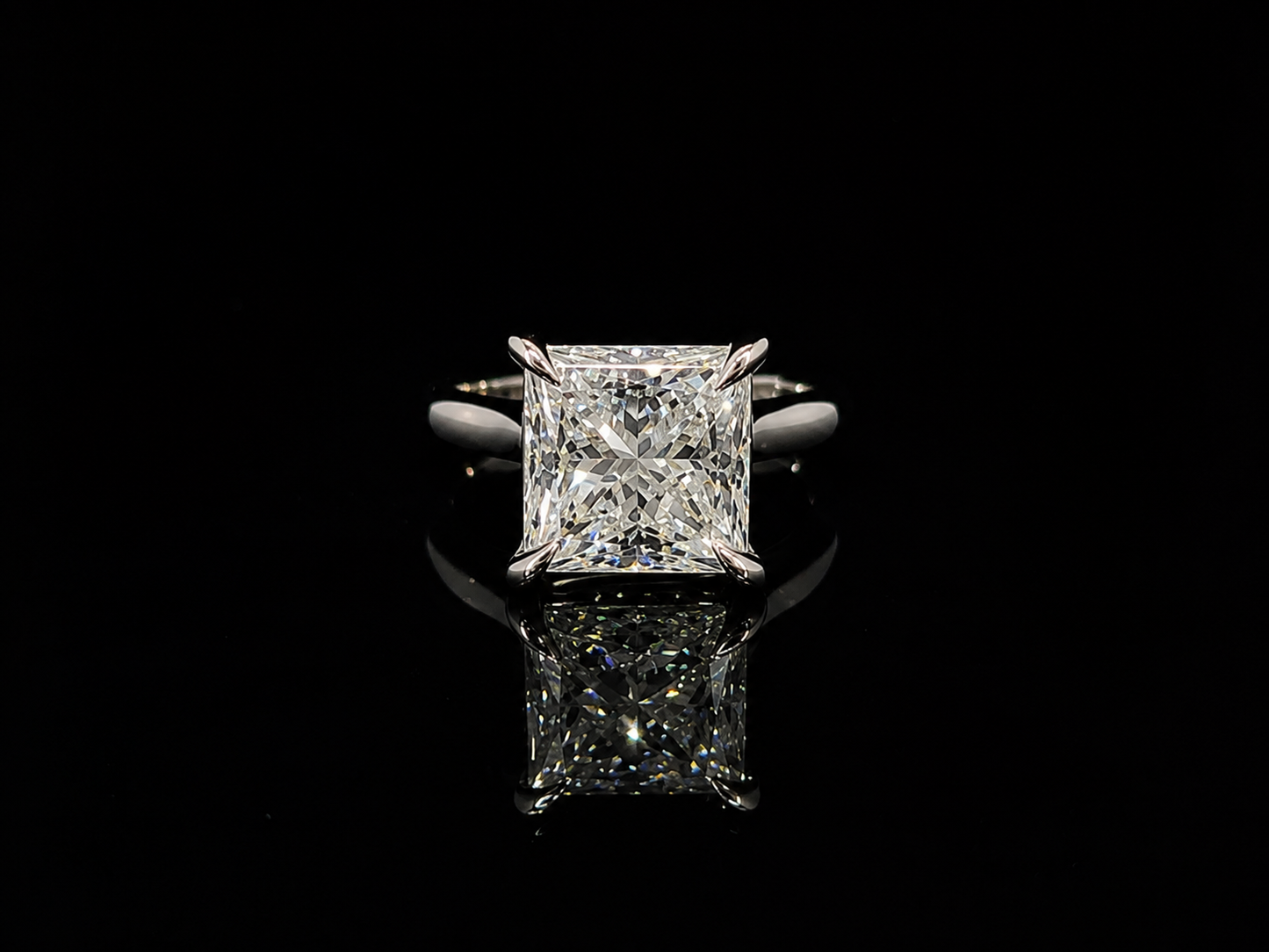 Platinum Lab Diamond Princess Cut Engagement Ring – 3.87 ct Total – IGI Certified