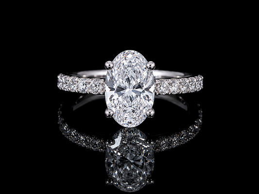 Platinum Oval Cut Lab Diamond Engagement Ring – 2.23 ct Total – IGI Certified